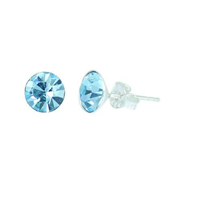 Ohrstecker Glas hellblau facettiert 925 Sterling Silber 6mm