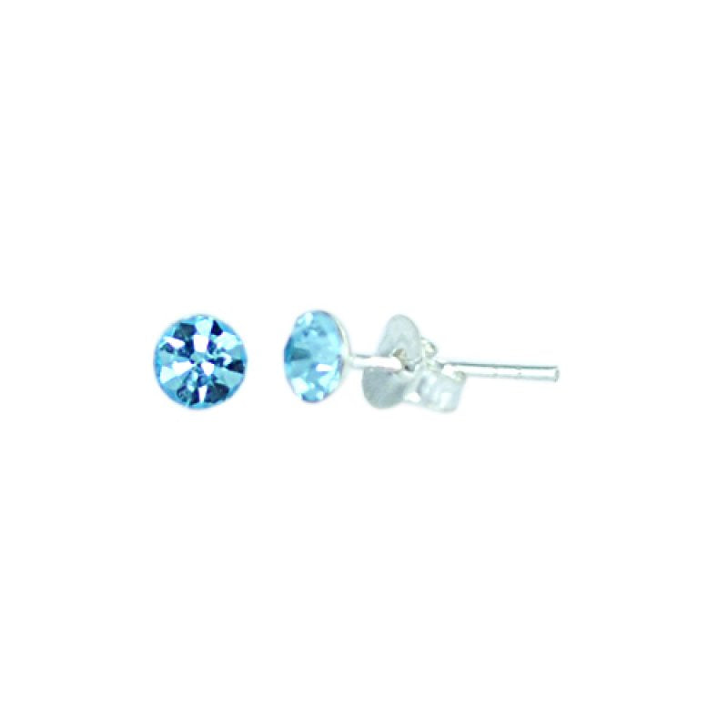 Ohrstecker Glas hellblau facettiert 925 Sterling Silber 4mm