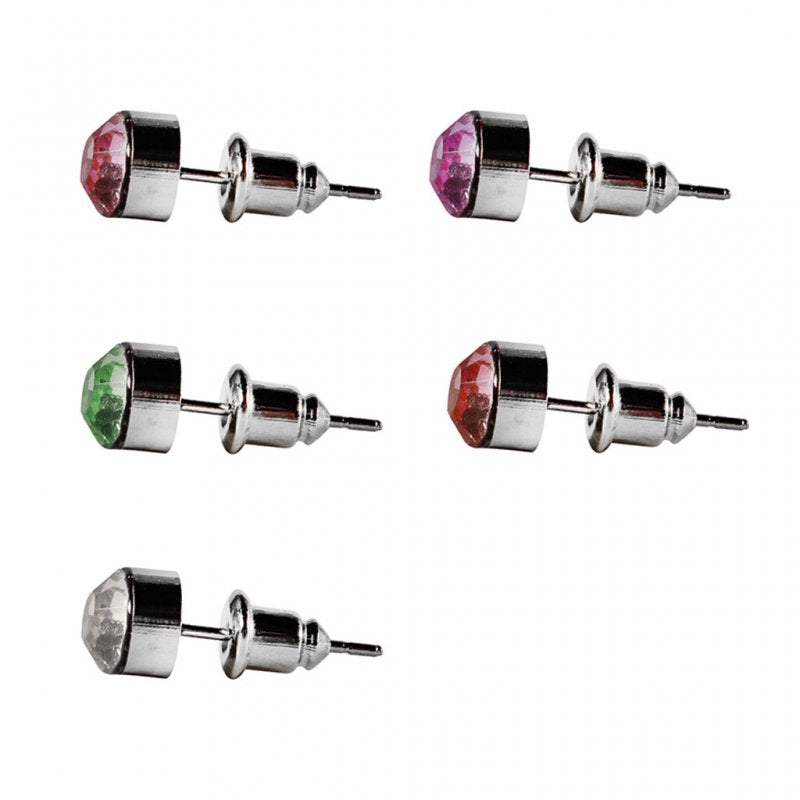 Ohrstecker Glas transparent hellgrün scheinend, 5 mm Ø, facettiert, glitzernd, 925er Sterlingsilber-Stift