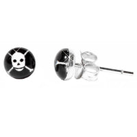 Load image into Gallery viewer, Silberohrstecker Totenkopf Weiß Pirat Ohrstecker Glas Sterling Silber Unisex Ohrringe Schmuck
