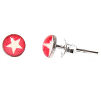 Load image into Gallery viewer, Silberohrstecker Stern Rot Weiß Ohrstecker Glas Sterling Silber Unisex Ohrringe Schmuck
