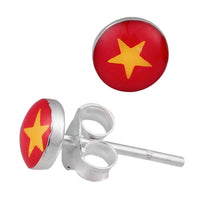 Load image into Gallery viewer, Silberohrstecker Stern gelb rot Ohrstecker Glas 925 Sterling Silber Unisex Ohrringe Schmuck
