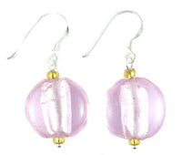 Load image into Gallery viewer, Glasohrringe, rosa, rund, flach, 925er Sterlingsilber-Bügel, ca. 20 mm Ø, glänzend
