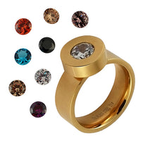 Load image into Gallery viewer, Set Glitzer Glas Kristall Ohrstecker Ring gold weiß Edelstahl Damen Wechsel Schmuck Glaskristall
