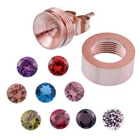 Load image into Gallery viewer, Glitzer Glas Kristall Ohrstecker rotgold weiß Edelstahl rund 10 mm Wechsel Schmuck Glaskristall
