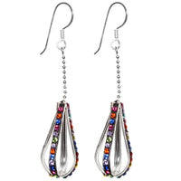 Cargar imagen en el visor de la galería, Glitzer Kristall Silberohrringe Tropfen Kette bunt Ohrringe 925er Silber Damen Schmuck
