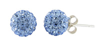 Load image into Gallery viewer, Glitzerkugel light safir hell blau 8 mm Kristall Ohrstecker Ohrringe 925er Silber Glitzer Schmuck
