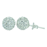 Load image into Gallery viewer, Glitzerkugel weiß 10 mm Kristall Ohrstecker Ohrringe 925er Silber Damen Glitzer Schmuck
