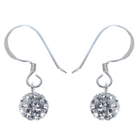 Load image into Gallery viewer, Glitzerkugel weiß Kugel 6 mm Kristall Silberohrringe Ohrringe 925er Sterling Silber Damen Glitzer
