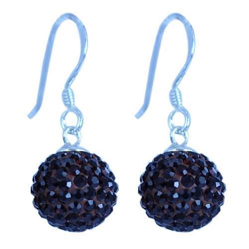 Glitzerkugel granat braun rot 6 mm Kristall Silberohrringe Ohrringe 925er Silber Glitzer Schmuck