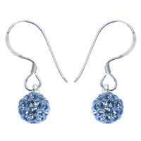 Load image into Gallery viewer, Glitzerkugel hellblau light safir 6 mm Kristall Ohrringe 925er Silber Damen Glitzer Schmuck Kugel
