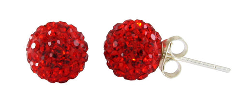 Glitzerkugel light siam rot 8 mm Kristall Ohrstecker Ohrringe 925er Silber Damen Glitzer Schmuck