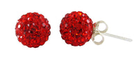 Load image into Gallery viewer, Glitzerkugel light siam rot 8 mm Kristall Ohrstecker Ohrringe 925er Silber Damen Glitzer Schmuck

