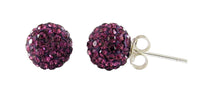 Load image into Gallery viewer, Glitzerkugel Burgundy dunkel lila 6 mm Kristall Ohrstecker Ohrringe 925er Silber Damen Schmuck

