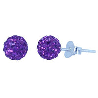 Load image into Gallery viewer, Glitzerkugel Amethyst lila 6 mm Kristall Ohrstecker Ohrringe 925er Silber Damen Glitzer Schmuck
