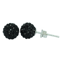 Load image into Gallery viewer, Glitzerkugel jet schwarz 8 mm Kristall Ohrstecker Ohrringe 925er Silber Damen Glitzer Schmuck
