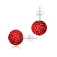 Load image into Gallery viewer, Glitzerkugel light siam rot 8 mm Kristall Ohrstecker Ohrringe 925er Silber Damen Glitzer Schmuck
