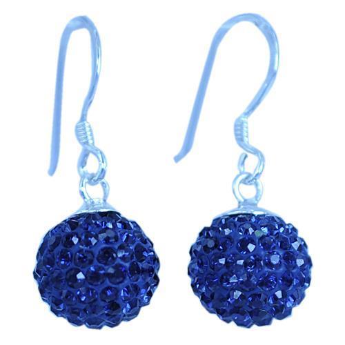 Glitzerkugel montana blau 8 mm Kristall Ohrringe 925er Sterling Silber Damen Glitzer Schmuck Kugel