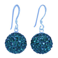 Load image into Gallery viewer, Glitzerkugel Emerald dunkel grün 12 mm Kristall Silberohrringe Ohrringe 925er Silber Damen Glitzer
