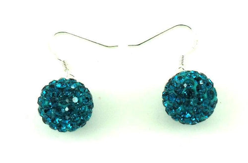 Glitzerkugel Kristall türkis 10 mm Ohrringe 925er Silber Glitzer Schmuck Kugel