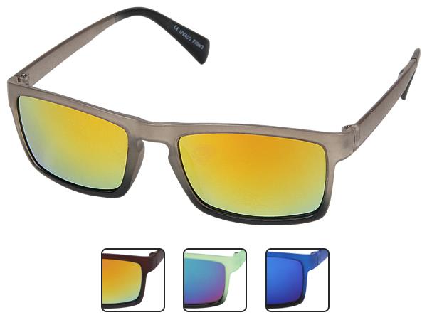Sonnenbrille schmal eckig Brille verspiegelt 400 UV zweifarbig braun grün grau blau