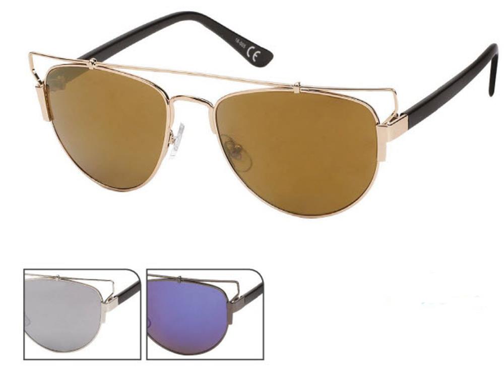 Sonnenbrille Retro Panto Bügeloberkante 400 UV Metallrahmen leicht verspiegelt