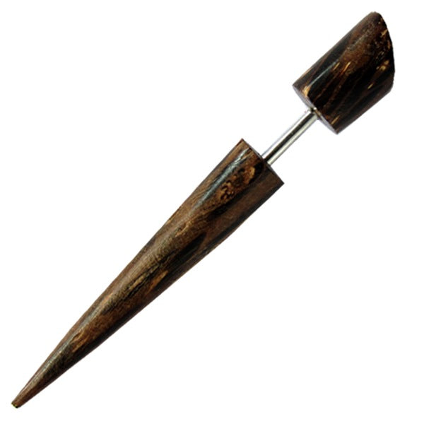 Tribal Fake Palmholz Holz Spike Punkte Streifen Piercing 5 mm Edelstahlbügel 1 mm Ohrring Ohrstecker