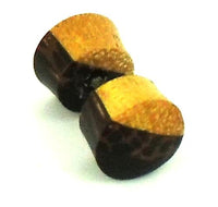 Load image into Gallery viewer, Fake Piercing Holz gelb schwarz braun 10mm Plug
