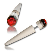 Cargar imagen en el visor de la galería, Fake Piercing Holz Spike weiß Pflock dick Wunde rot schwarz Edelstahl bemalt 1 mm Tribal Ohrring
