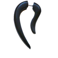 Load image into Gallery viewer, Tribal Fake Piercing Haken Sono Holz schwarz Delle Edelstahlbügel Ohrring 1 mm
