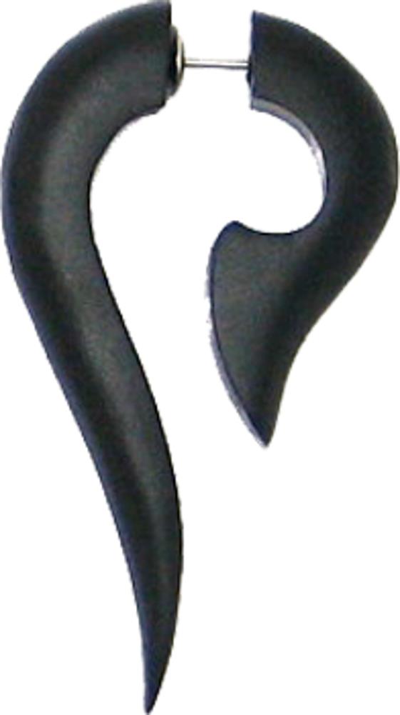 Tribal Ohrring Sono Holz Haken Beil schwarz Fake Piercing 4,5 x 2,7 cm Edelstahl 1 mm Ohrstecker