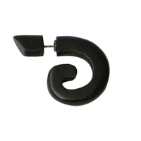 Load image into Gallery viewer, Tribal Fake Piercing Sono Holz Spike Spirale schwarz schräg Edelstahlbügel 1 mm Ohrring

