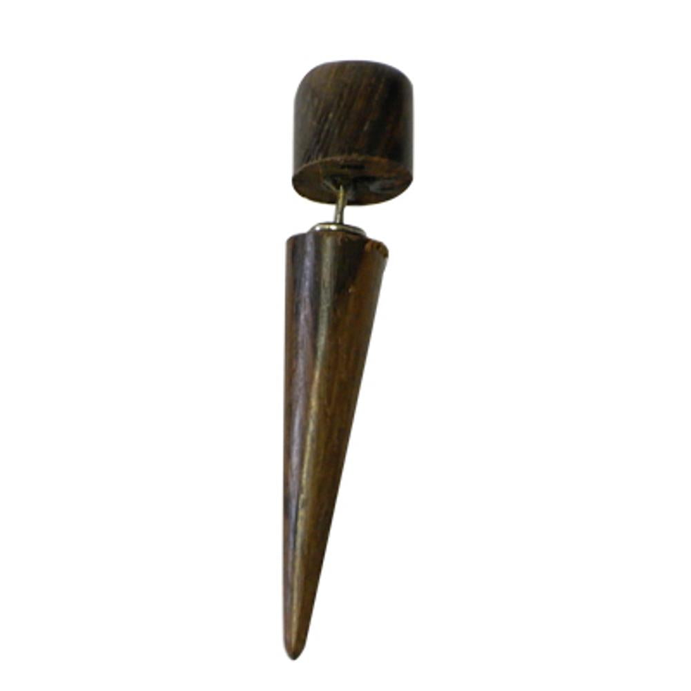 Tribal Sono Holz Spike braun spitz Edelstahlbügel Fake Piercing 3,7 x 0,8 cm Ohrring