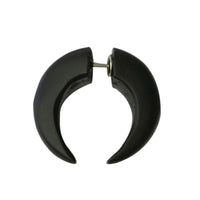 Load image into Gallery viewer, Tribal Fake Piercing Sono Holz Doppel Kralle Spike schwarz Edelstahlbügel 1 mm Ohrring
