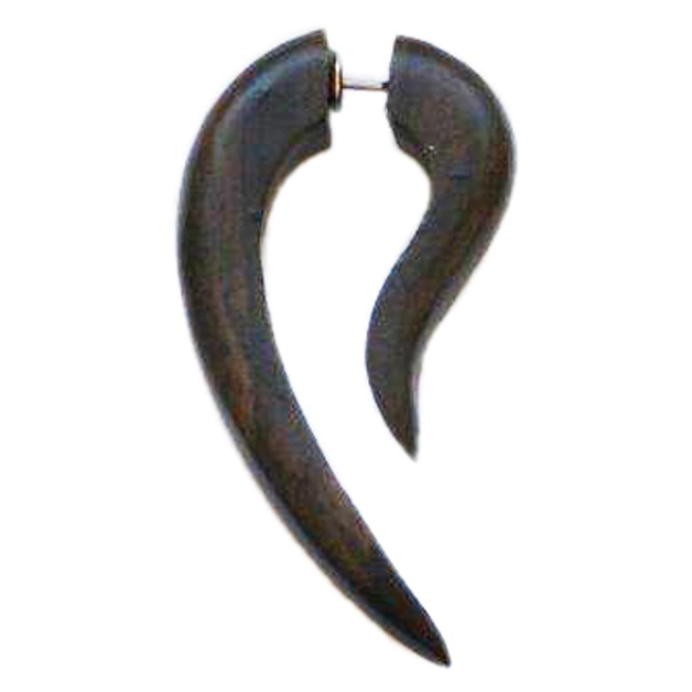 Tribal Fake Piercing Haken Sono Holz braun Delle Edelstahlbügel Ohrring 1 mm Ohrstecker