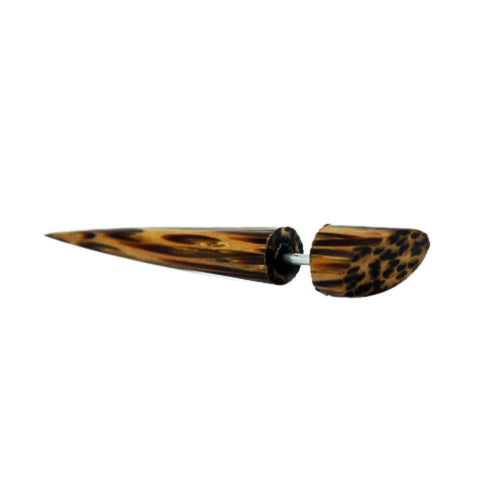 Triba Fake Kokosholz Holz Spike Punkte Streifen Piercing 6 mm Edelstahlbügel 1 mm Ohrring Ohrstecker
