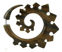 Load image into Gallery viewer, Tribal Fake Piercing Spirale Zacken Holz Edelstahl

