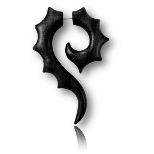 Fake Piercing Sono Holz Zacken Fragezeichen schwarz Plug Ohrstecker