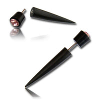 Load image into Gallery viewer, Fake Holz Spike Arangholz schwarz Rosa Kristall Edelstahl Organic Tribal
