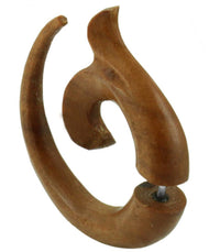 Load image into Gallery viewer, Tribal Fake Piercing Spirale glatt Schnörkel Holz Unisex handgeschnitzt Sonoholz Edelstahl Organic
