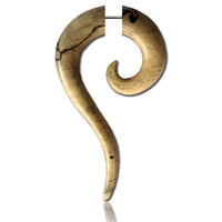 Load image into Gallery viewer, Ohrring Holz Fake Piercing lange Spirale Edelstahl Dehnschnecke

