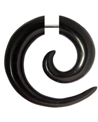 Load image into Gallery viewer, Ohrringe Holz Fake Piercing Spiralen Edelstahl Dehnschnecken
