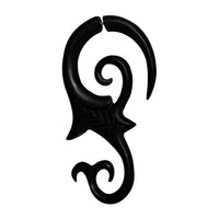 Load image into Gallery viewer, Fake Piercing Ebenholz Edelstahl handgeschnitzt groß Ebony dunkelbraun Dehner
