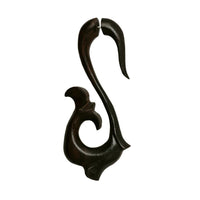 Load image into Gallery viewer, Fake Piercing Ebenholz Edelstahl handgeschnitzt groß Ebony dunkelbraun Dehner
