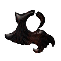 Load image into Gallery viewer, Fake Piercing Ebenholz Edelstahl handgeschnitzt groß Ebony dunkelbraun Dehner

