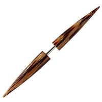 Load image into Gallery viewer, Fake Piercing Holz Edelstahl handgeschnitzt Spike Herz Flügel Schwan braun Dehner
