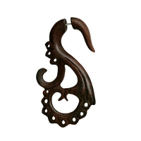 Load image into Gallery viewer, Fake Piercing Sonoholz Edelstahl handgeschnitzt groß hell dunkelbraun Dehner
