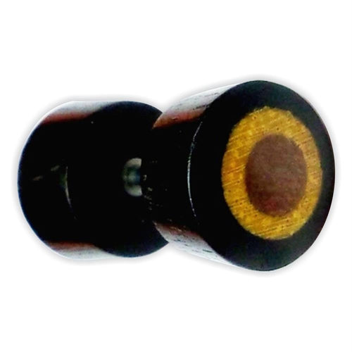 Fake Holzplug Holz Plug Lobe Piercing Inlay Edelstahl Paua Muschel Türkis Stein