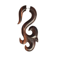 Load image into Gallery viewer, Fake Holz Lobe Piercing Edelstahl dunkel braun Hook Haken Flame Flügel Spirale
