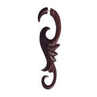 Load image into Gallery viewer, Fake Holz Lobe Piercing Edelstahl dunkel braun Hook Haken Flame Flügel Spirale
